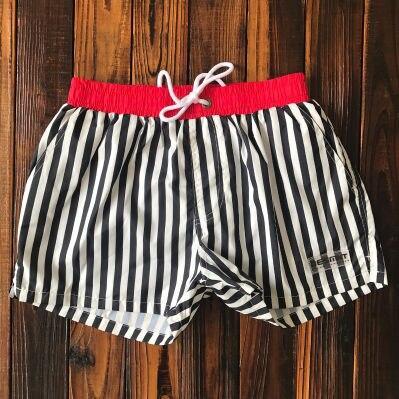 Santino | Men's Striped Swim Shorts Black-White