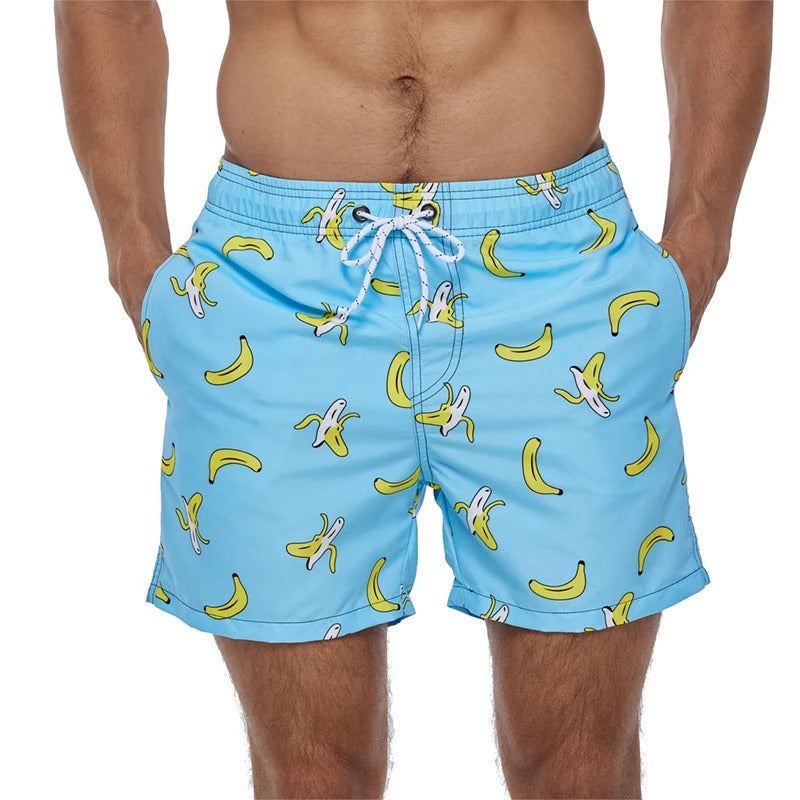 Lazaro | Costume da bagno da uomo con stampa tropicale di ananas | Pantaloncini da bagno ad asciugatura rapida con coulisse e tasche laterali