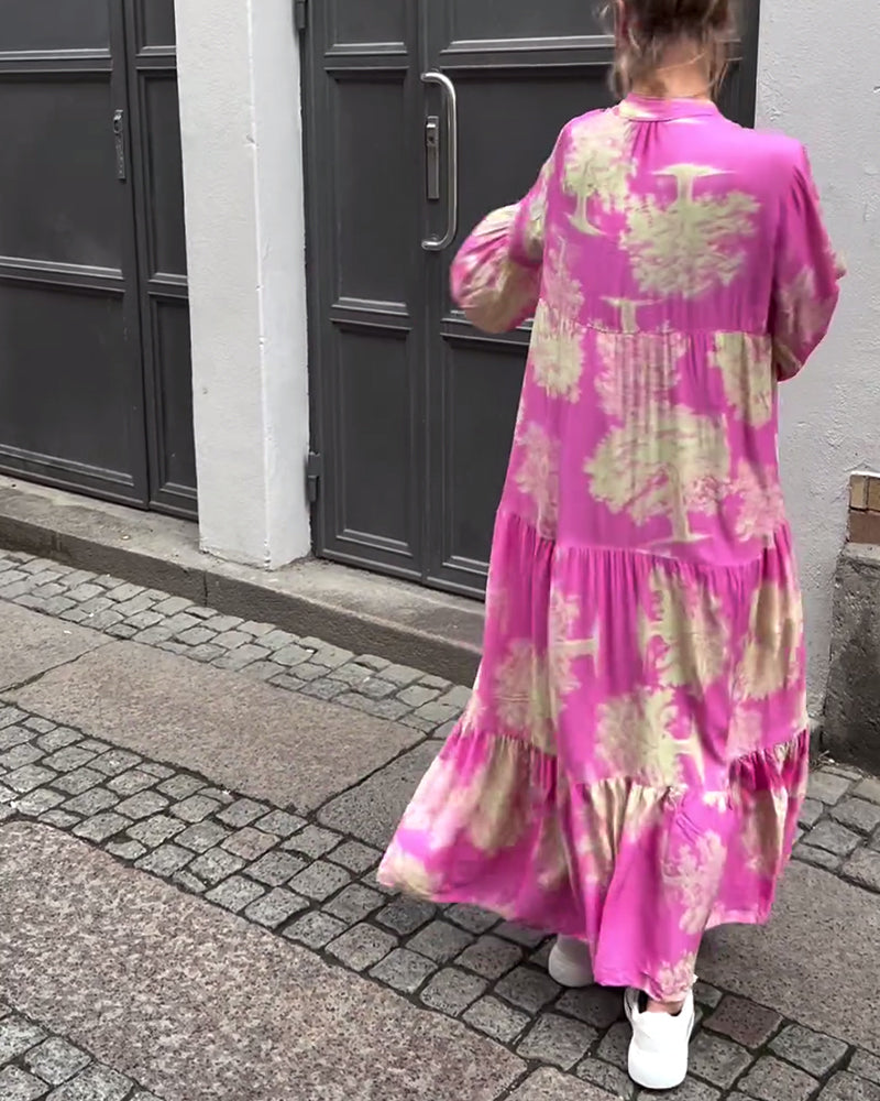 Eliana | Lang Kjole med Blomsterprint