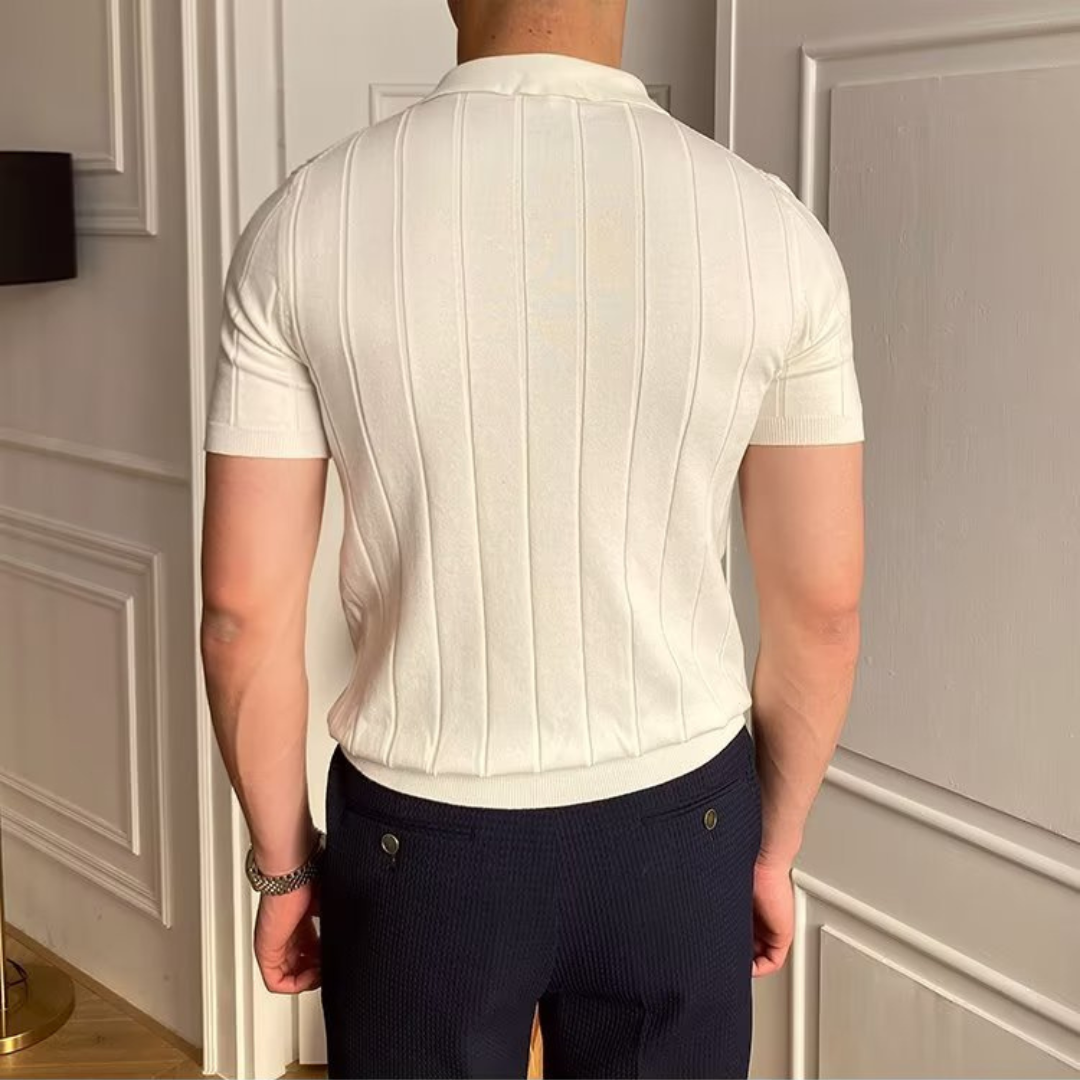 Svenja™ | Polo de Punto para Hombre con Mangas Cortas y Textura de Canalé | Estilo Old Money
