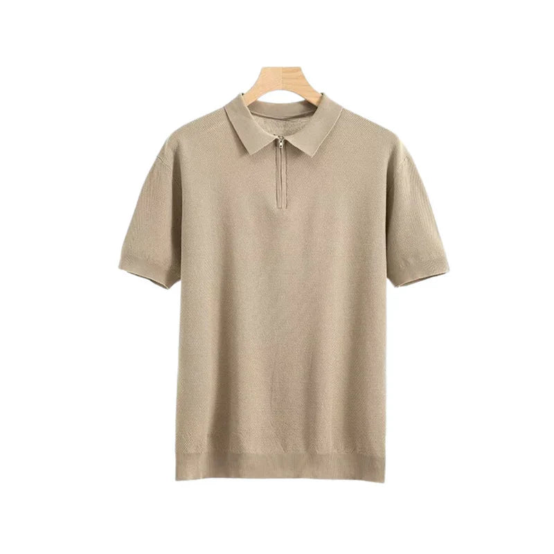 Santino™ | Polo de Punto Fino para Hombre con Media Cremallera | Polo Casual Elegante con Mangas Cortas y Cuello Moderno