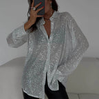 Luminara | Gennemsigtig Glimmerbluse