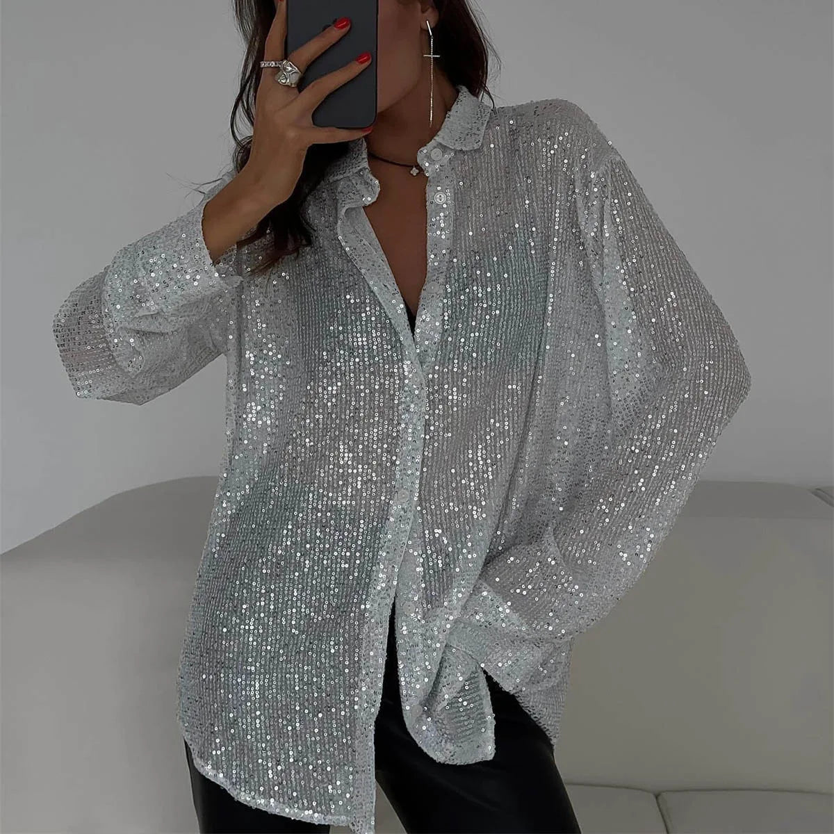 Luminara | Blusa Trasparente con Glitter
