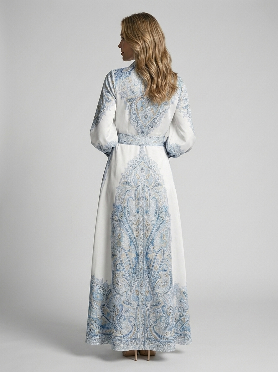 Arabella | Robe ligne A avec imprimé ornemental et ceinture
