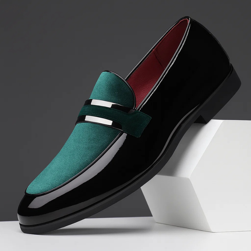 Valenzo | Klassiske Penny Loafers Med Glansfuld Finish Og Suede Detalje