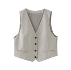 Amarisse™ | Damer To-Delte Vest Sæt | Elegant Co-ord Sommeroutfit med Ærmeløst Gilet og Vide Bukser med Høj Talje