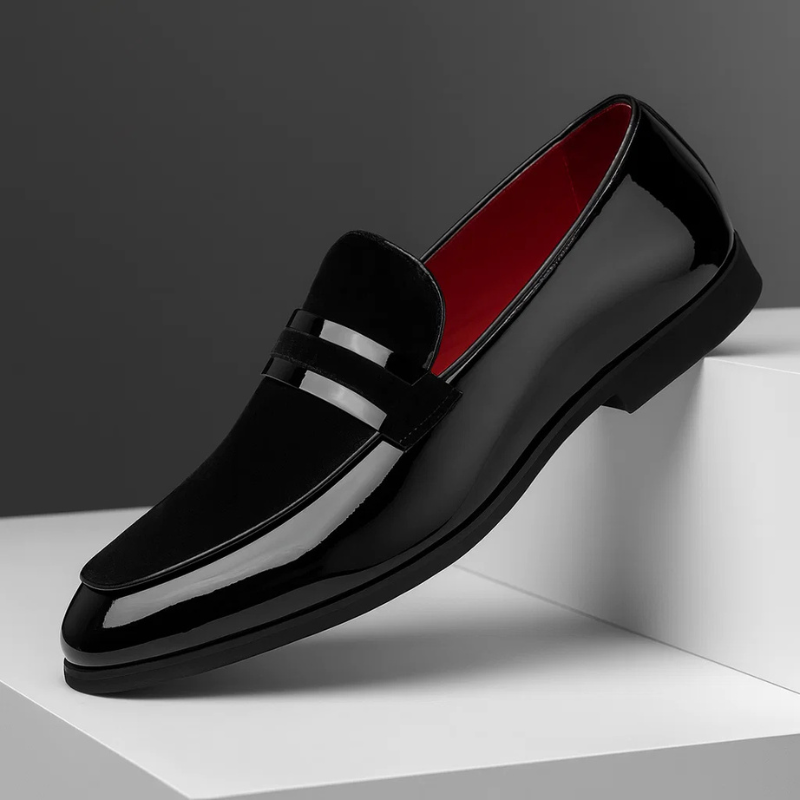 Valenzo | Klassiske Penny Loafers Med Glansfuld Finish Og Suede Detalje