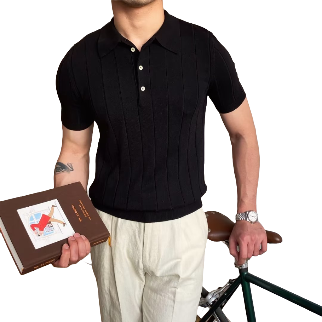 Svenja™ | Polo de Punto para Hombre con Mangas Cortas y Textura de Canalé | Estilo Old Money