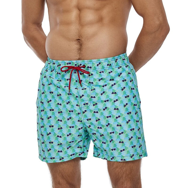 Lazaro | Costume da bagno da uomo con stampa tropicale di ananas | Pantaloncini da bagno ad asciugatura rapida con coulisse e tasche laterali
