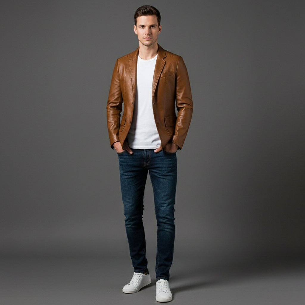 Lucenzo | Blazer effetto pelle