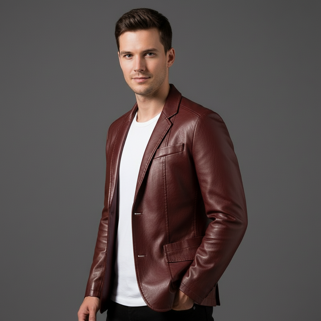 Lucenzo | Blazer effetto pelle