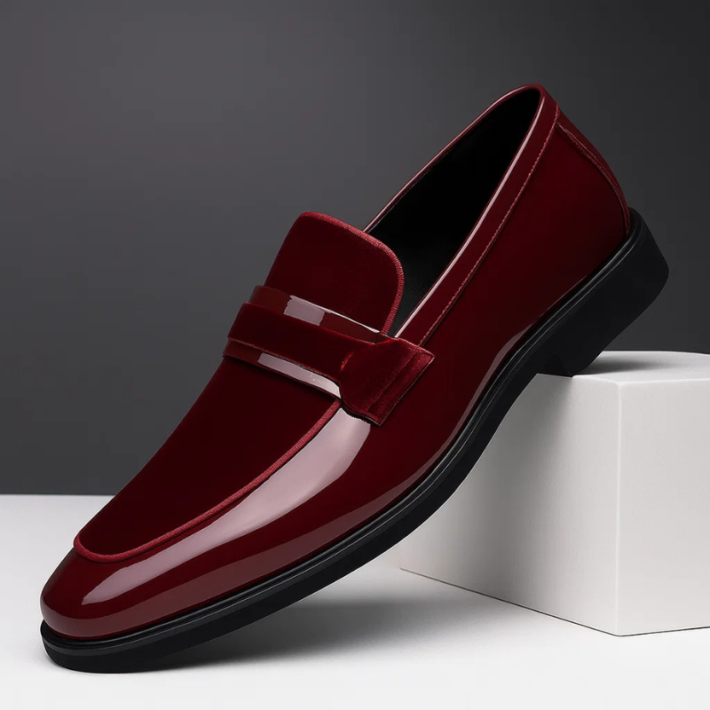 Valenzo | Klassiske Penny Loafers Med Glansfuld Finish Og Suede Detalje