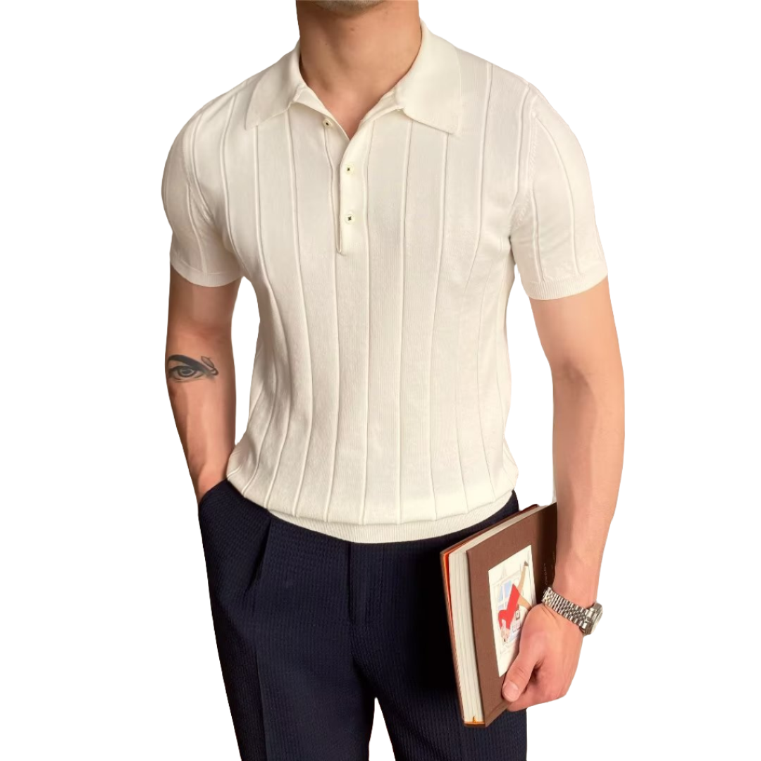 Svenja™ | Polo de Punto para Hombre con Mangas Cortas y Textura de Canalé | Estilo Old Money