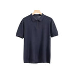 Santino™ | Finstrikket Herre Poloshirt med Halv Lynlås | Smart Casual Polo med Korte Ærmer og Moderne Polokrave