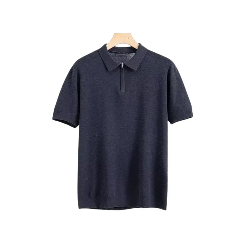 Santino™ | Polo de Punto Fino para Hombre con Media Cremallera | Polo Casual Elegante con Mangas Cortas y Cuello Moderno