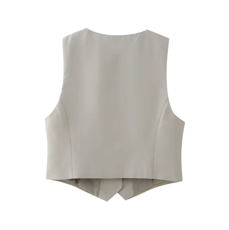 Amarisse™ | Completo gilet a due pezzi da donna | Elegante outfit estivo coordinato con gilet senza maniche e pantaloni ampi a vita alta
