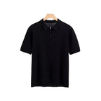 Santino™ | Finstrikket Herre Poloshirt med Halv Lynlås | Smart Casual Polo med Korte Ærmer og Moderne Polokrave
