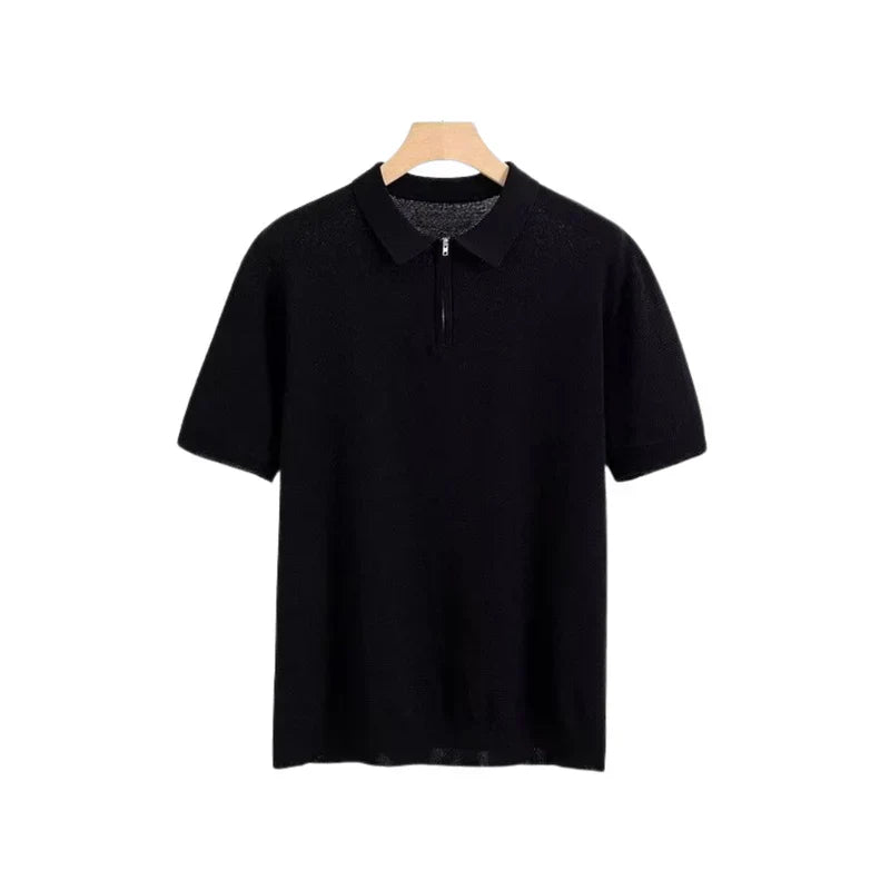 Santino™ | Polo de Punto Fino para Hombre con Media Cremallera | Polo Casual Elegante con Mangas Cortas y Cuello Moderno