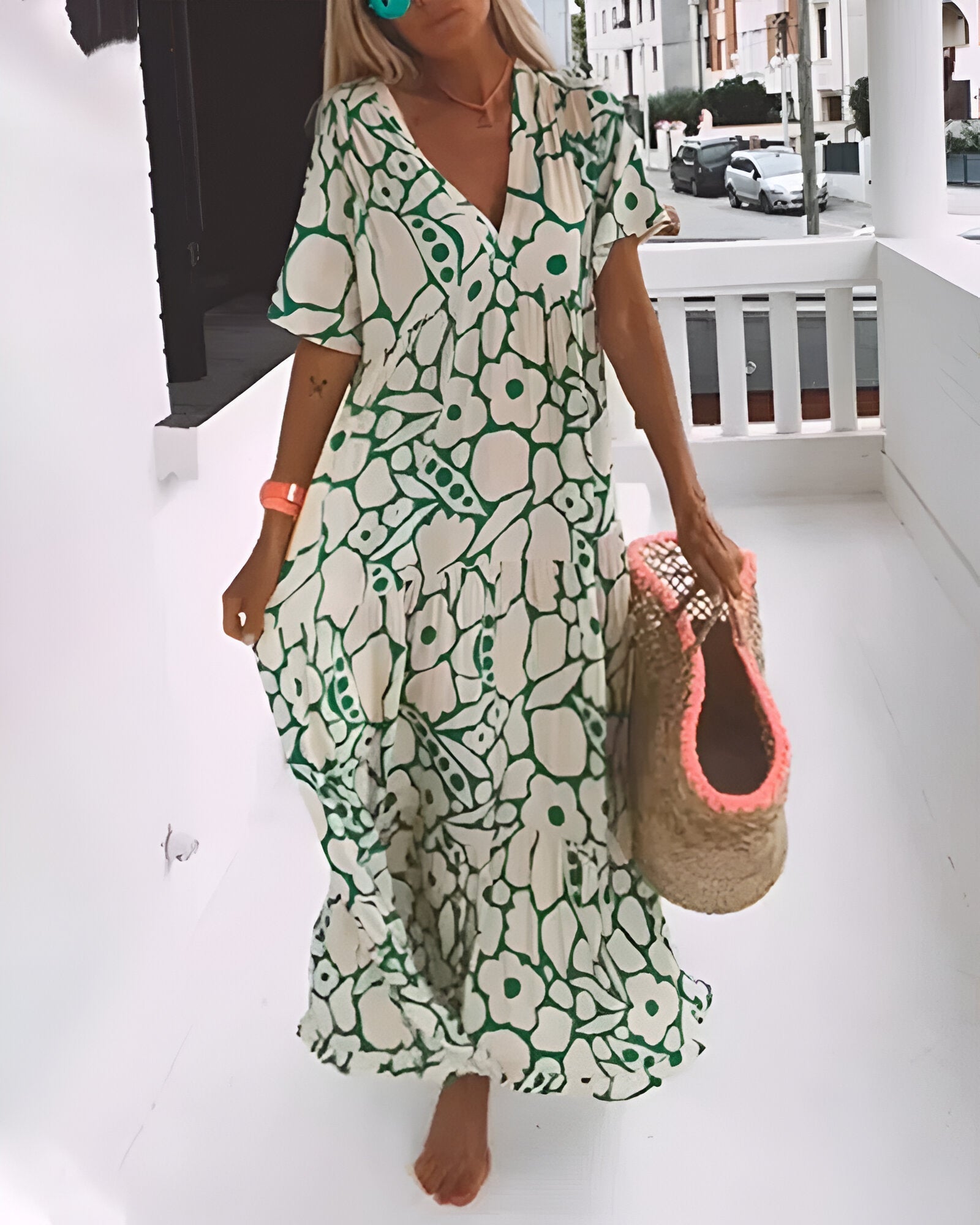 Florivana | Abito Estivo Maxi con Motivo Floreale