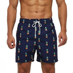 Lazaro | Herrer Badebukser med Tropisk Ananasprint | Hurtigttørrende Badeshorts med Snøre og Sidelommer