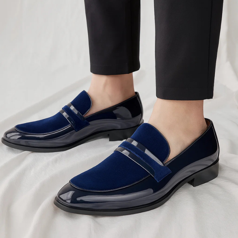 Valenzo | Klassiske Penny Loafers Med Glansfuld Finish Og Suede Detalje