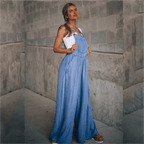 Mireya | Jeansowy kombinezon z szerokimi nogawkami