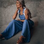 Mireya | Jeansowy kombinezon z szerokimi nogawkami