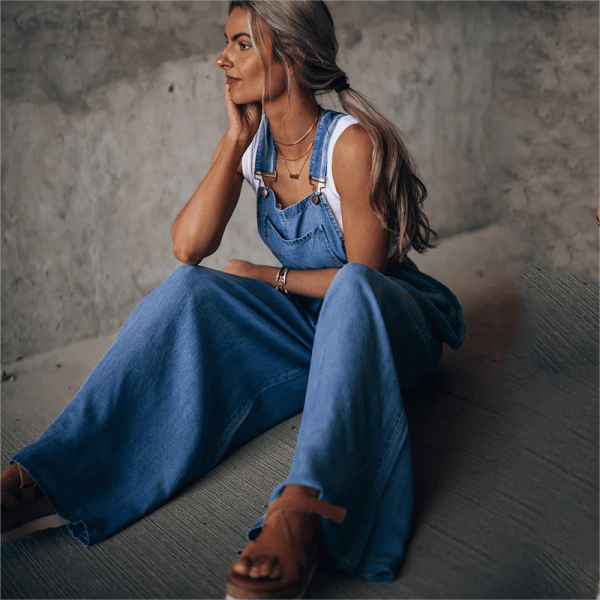 Mireya | Jeansowy kombinezon z szerokimi nogawkami