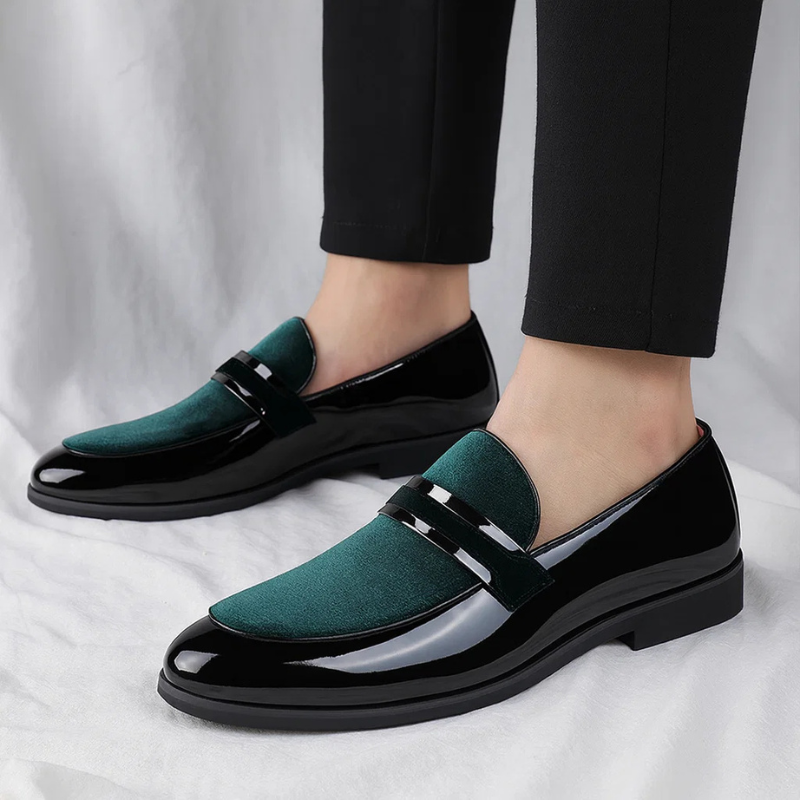 Valenzo | Klassiske Penny Loafers Med Glansfuld Finish Og Suede Detalje