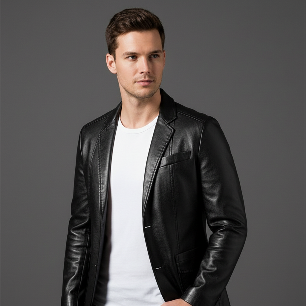 Lucenzo | Blazer effetto pelle