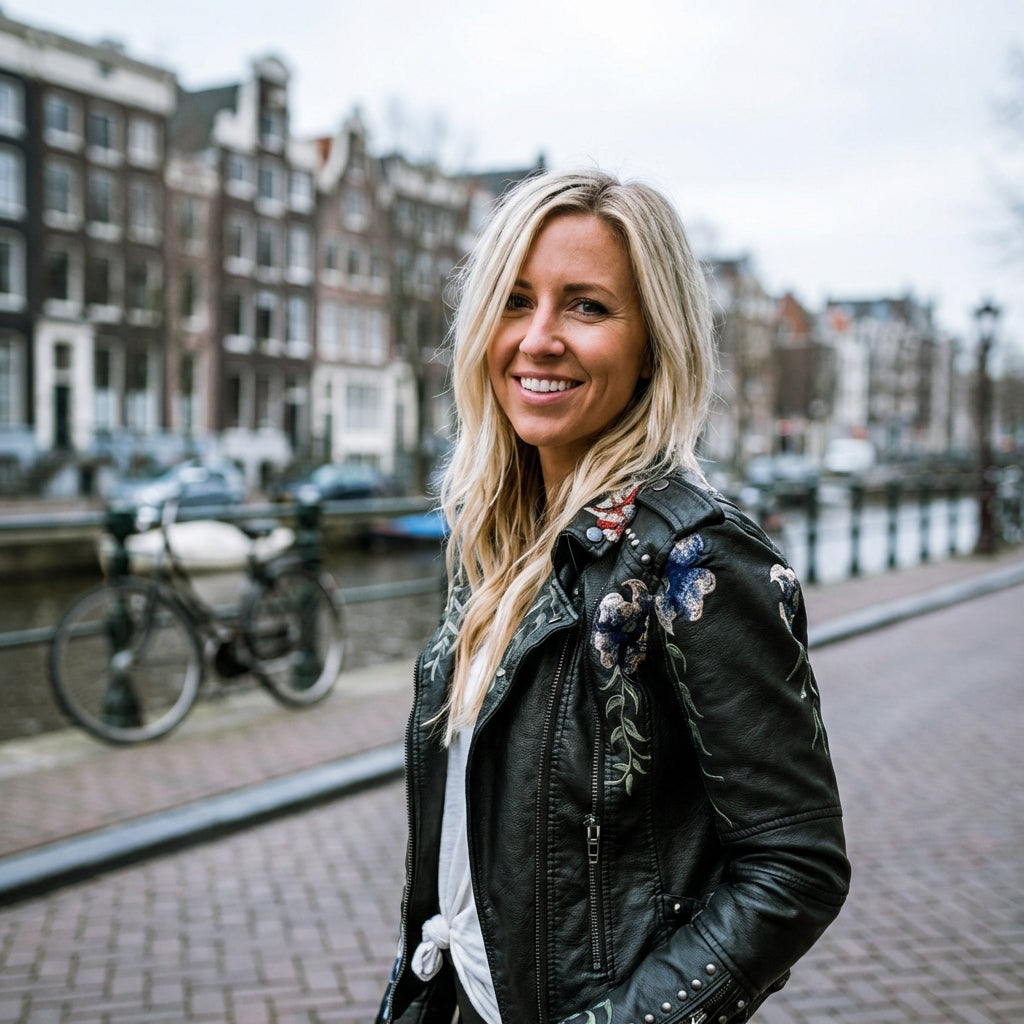 Aveline | Læderblomsterjakke