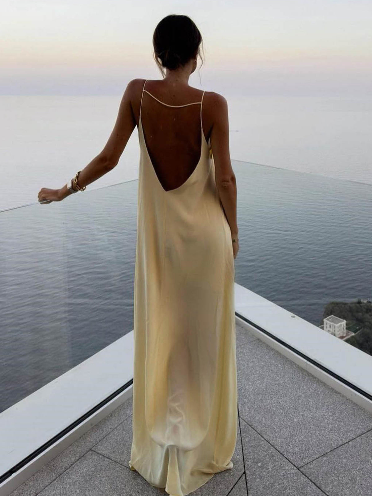 Roos | Abito in Raso Donna Lunghezza Maxi