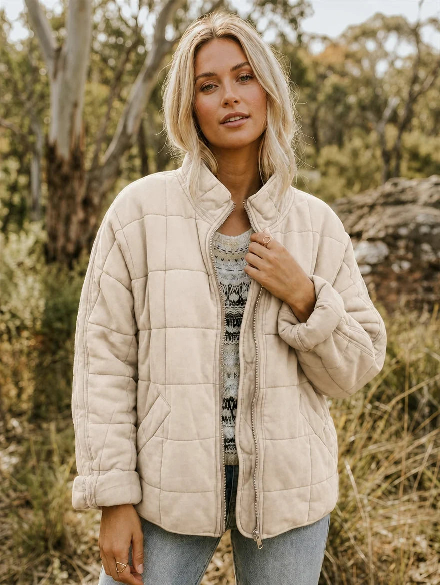 Nora | Dame Quiltet Jakke Med Lynlås