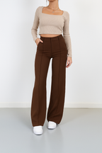 Camille | Højtaljede Bukser med Lige Ben i Elegant Design