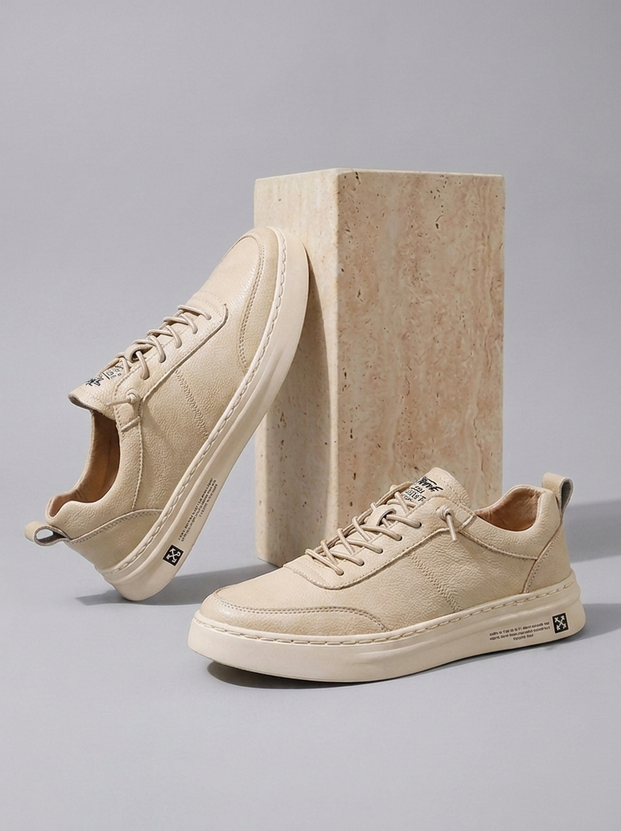 Adrian | Hvide Læder Sneakers til Herre med Snørebånd
