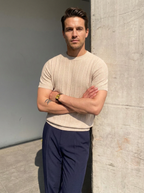 Carlos™ | Camiseta de Punto para Hombre con Textura de Canalé y Mangas Cortas | Estilo Casual Elegante Old Money de Lujo