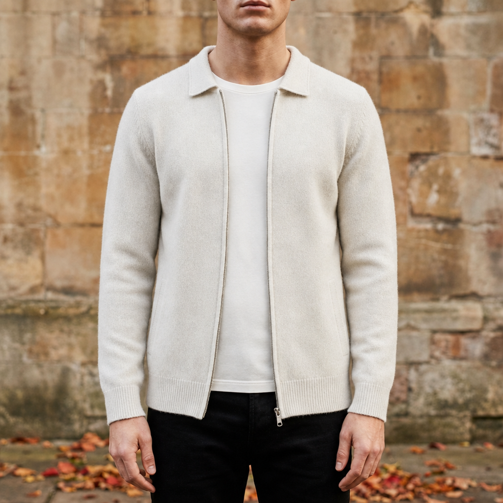 August | Herre cashmere cardigan med lynlås