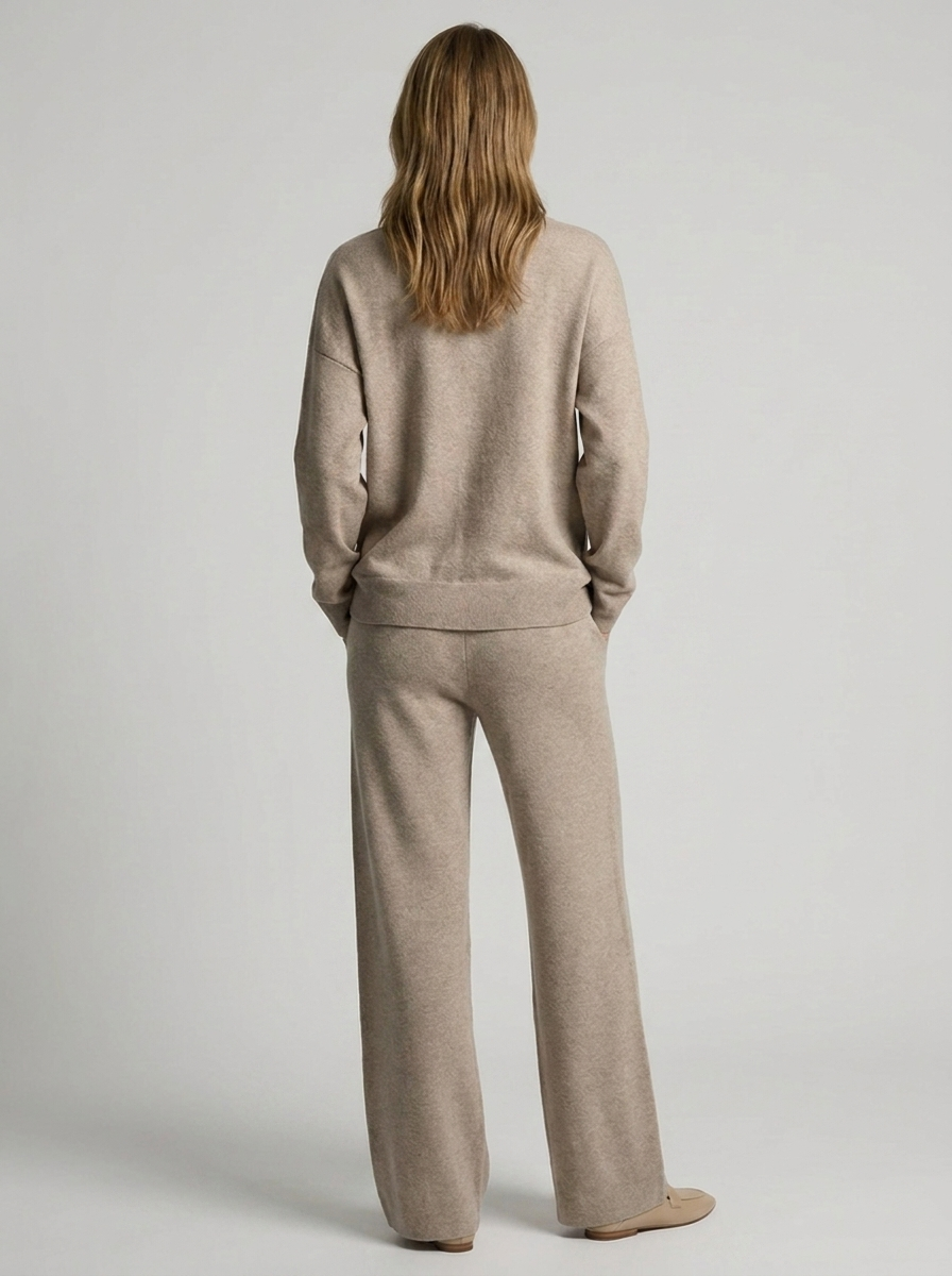 Sofia | Dame Todelt Sæt med Oversize Polo-Trui og Wide-Leg Bukser