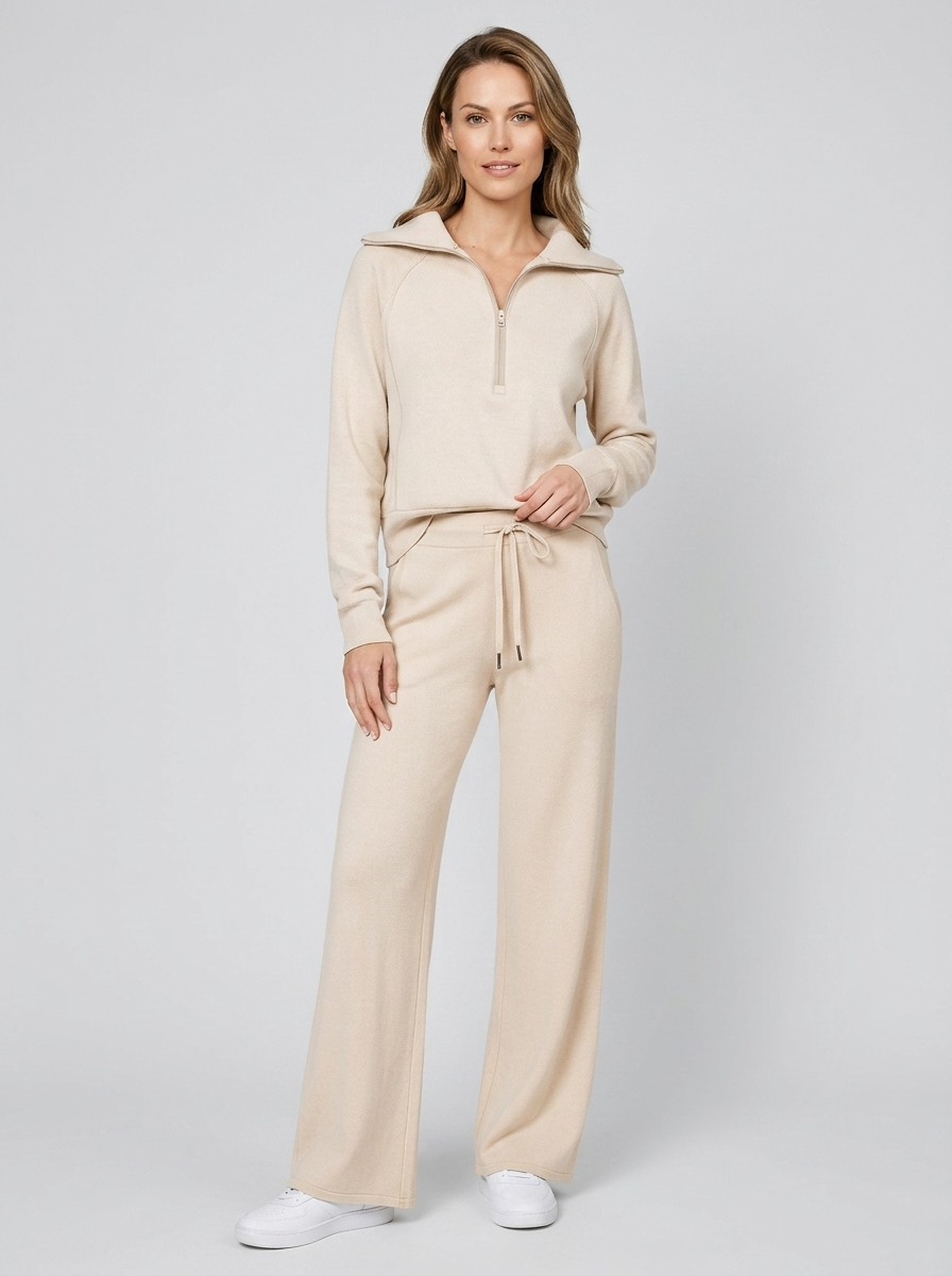 Lorena | Women's Two-Piece Set with Quarter-Zip and Wide-Leg Pants