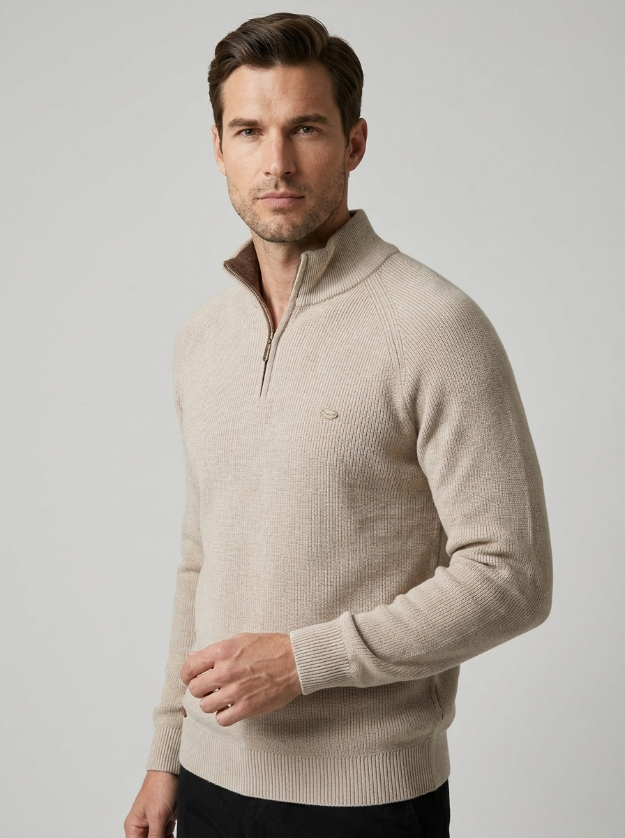 Marcello | Half Zip Herresweater med Opstående Krave