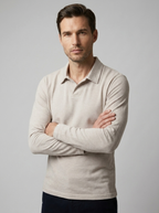 Matteo | Langærmet Herrepolo i Ensfarvet Design