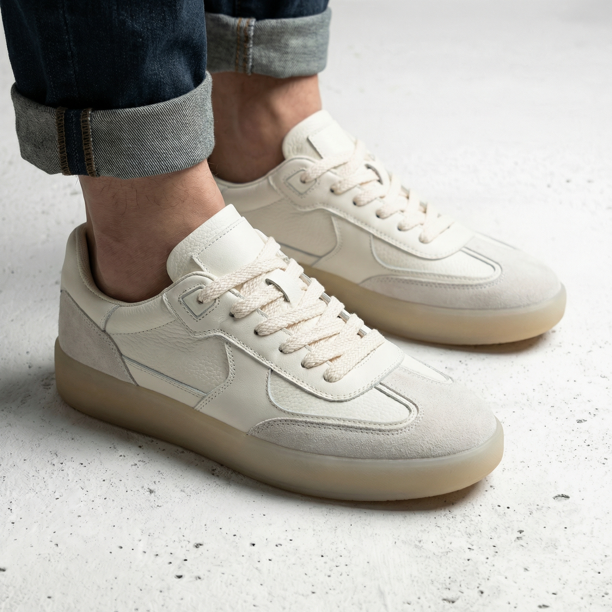 Leandro | Herre lædersneakers med snørebånd og retrolook