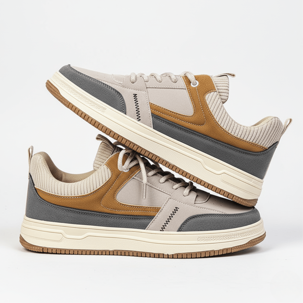 Lucas | Men's faux leather sneakers with panel design