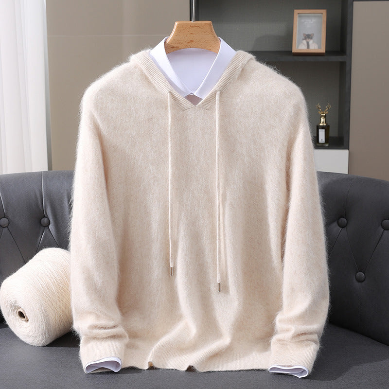 Marius | Herre cashmere hoodie med snørehætte og ribkanter