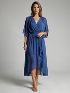 Elara | Asymmetrisk Midikjole med Slå-Om Design