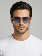 Milo | Kvadratisk Aviator Solbrille i Guld Stel