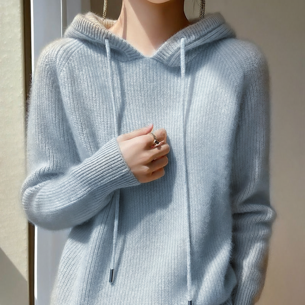 Amelie | Dame cashmere hoodie med snørehætte og afslappet pasform