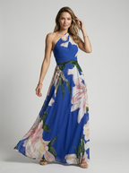 Selestia | Abito Maxi Asimmetrico con Stampa Floreale