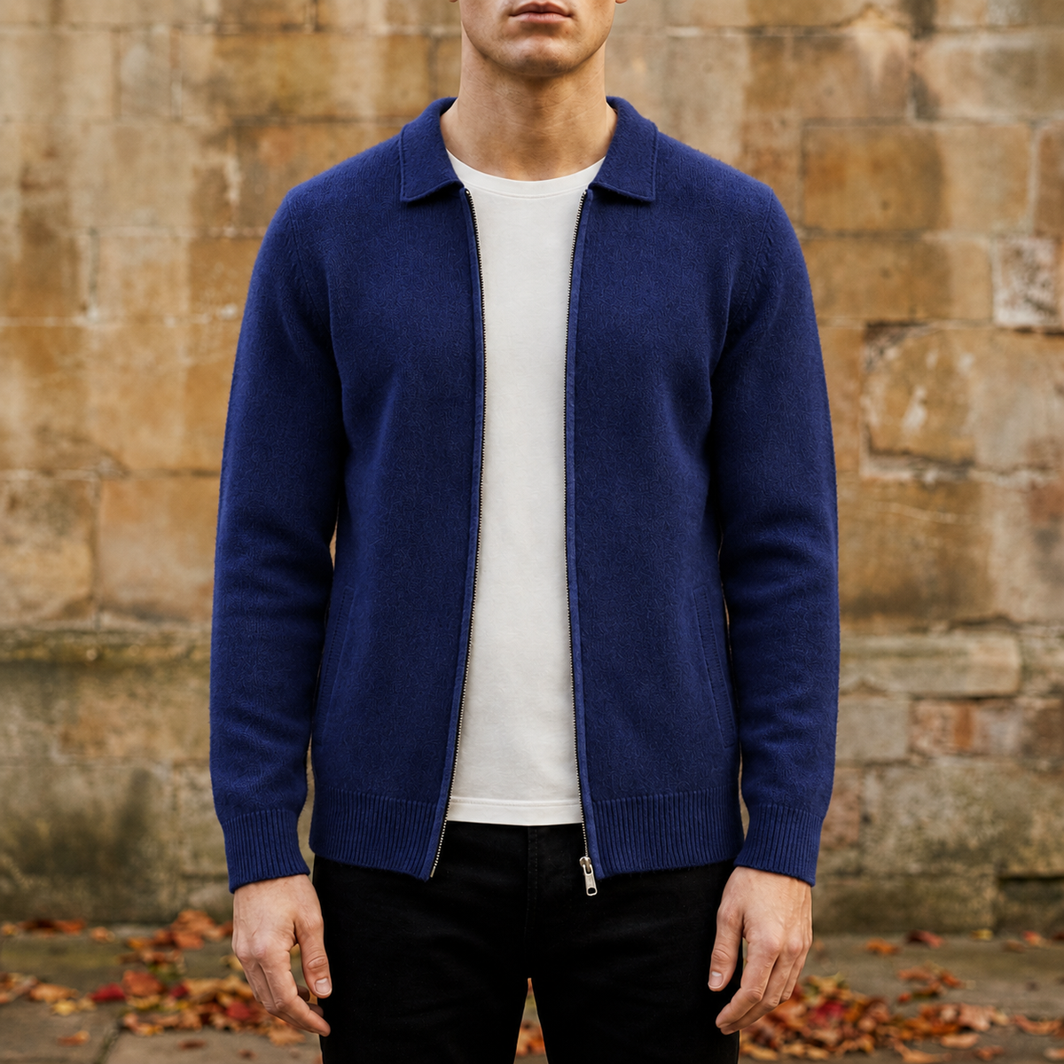 August | Herre cashmere cardigan med lynlås