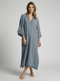 Seraphina | Kaftankjole Med Stribet Design Og V-Hals